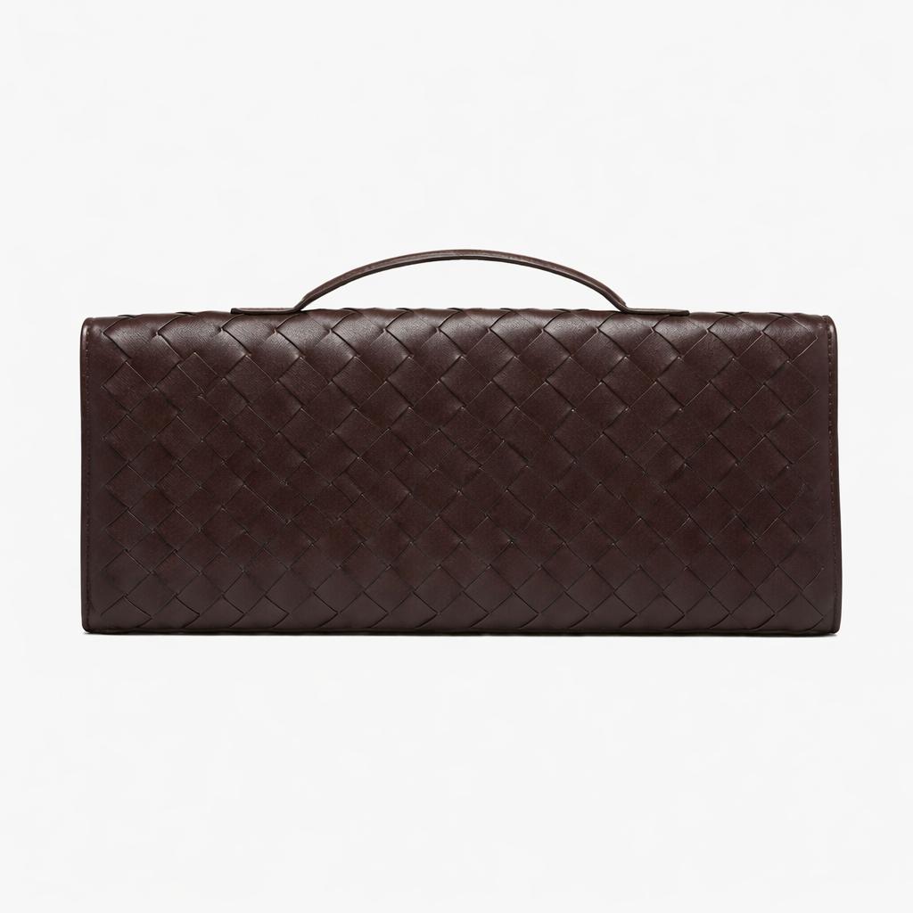 Brown Woven Clutch Bag Evening Shoulder