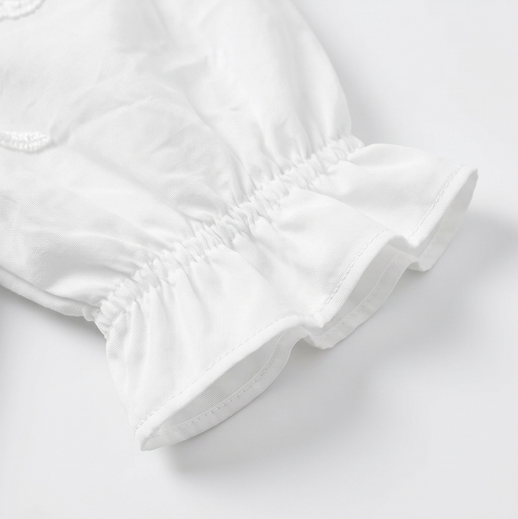 Belvera Romantic Ruffled V-Neck Blouse with Puff Sleeves - Elena Harper