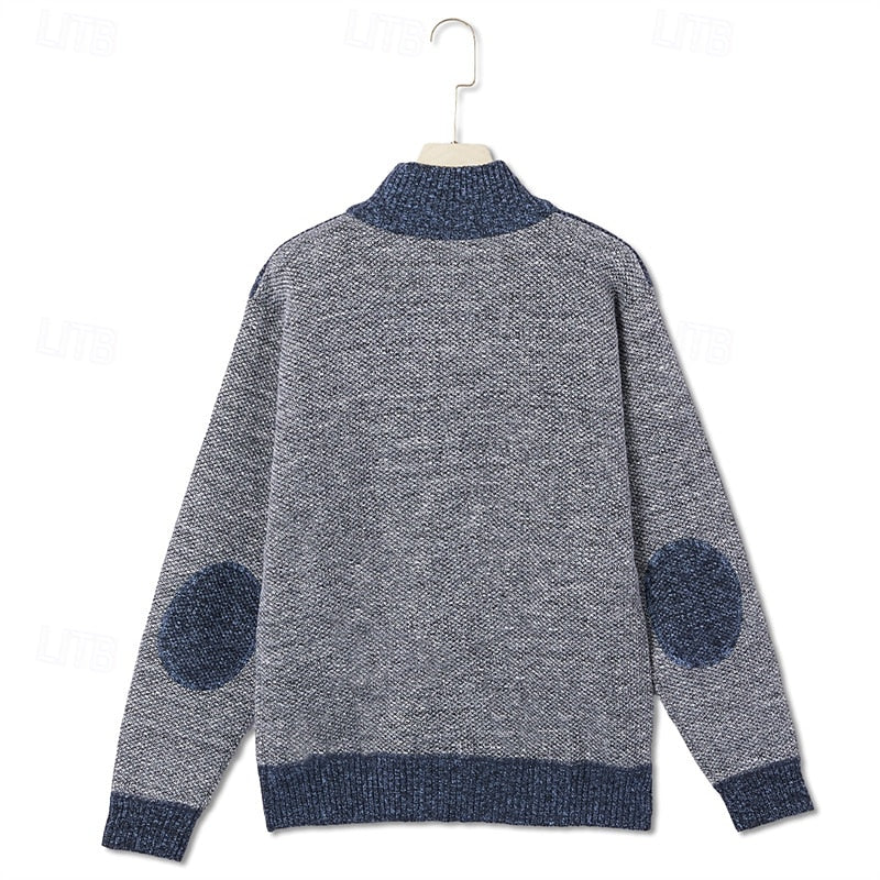 Bertold Men's Cardigan with Zipper Two-Tone, view 6 - Elena Harper