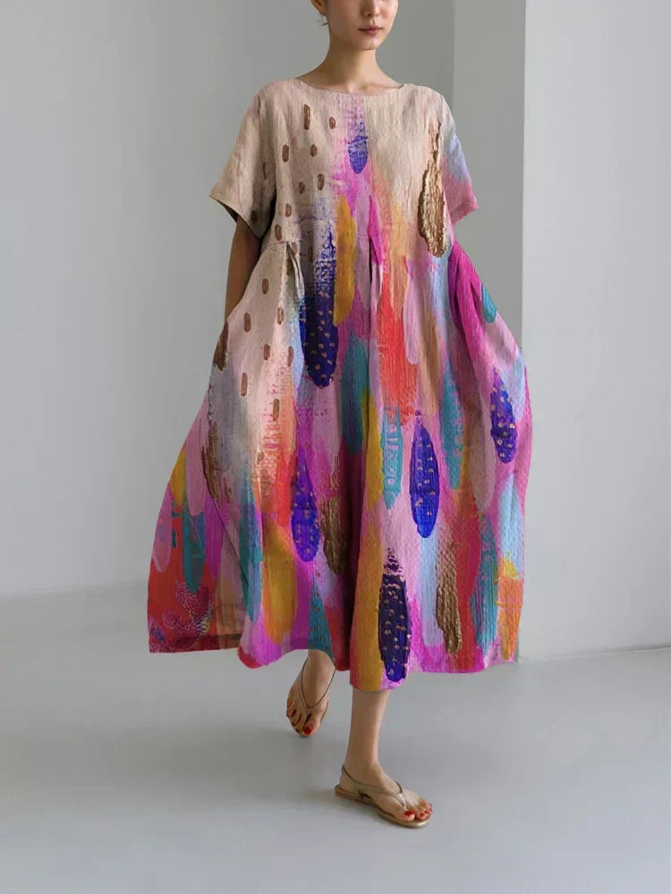 Piper Classic Round Neck Colorful Dress - Elena Harper