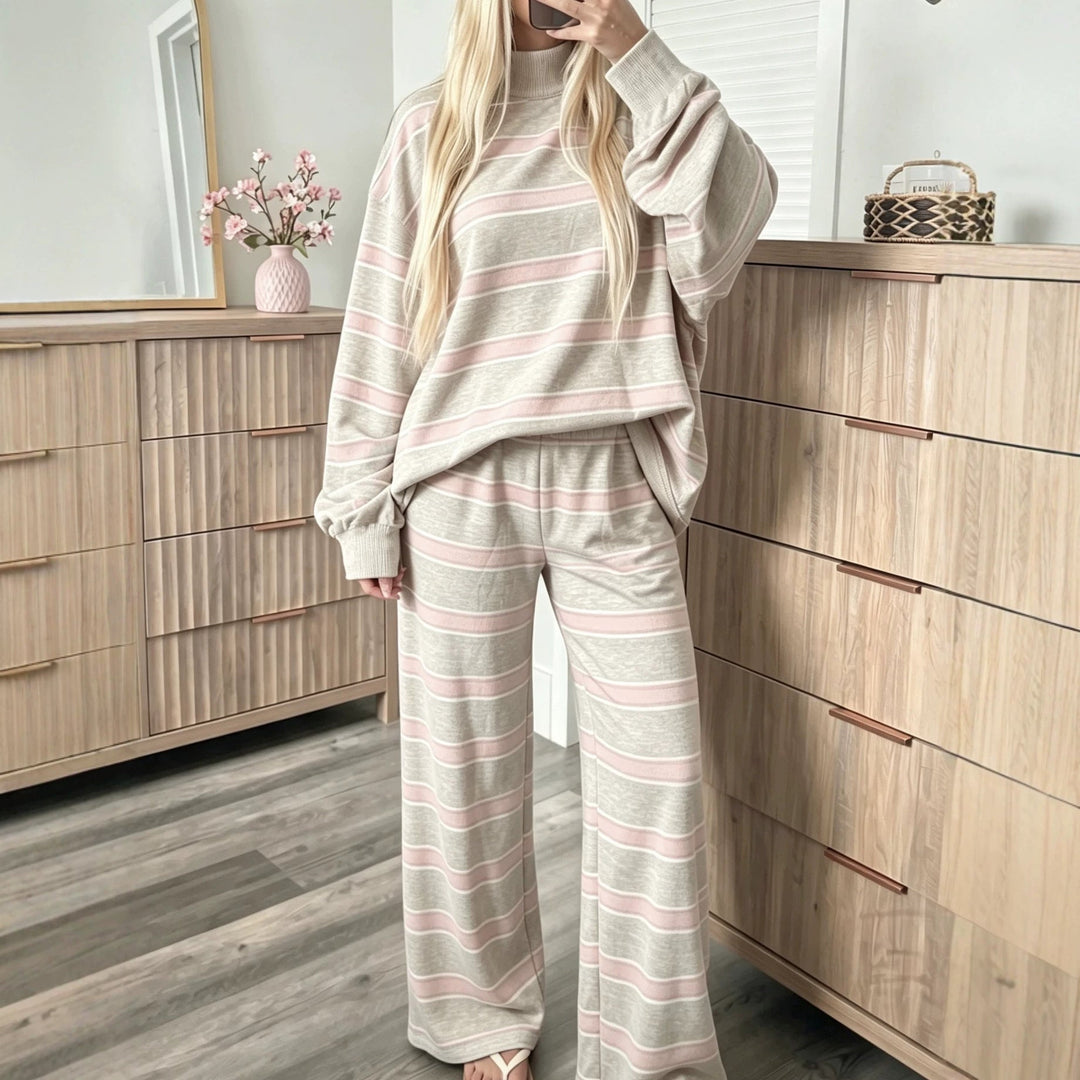 Striped Women's Casual Set - Coordinated and Easy