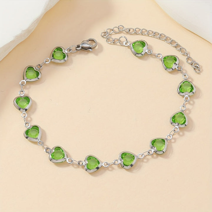 Elegant Stainless Steel Multicolor Heart Link Clutch Bracelet - Elena Harper