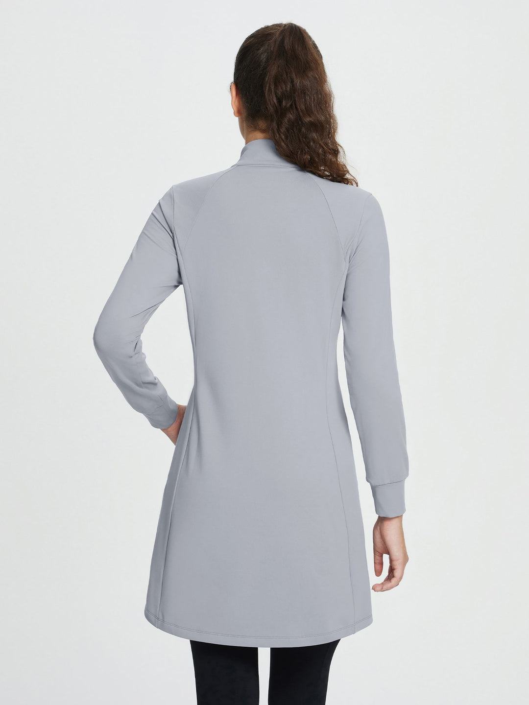 Quarter-Zip Knit Sweater Dress with Pockets