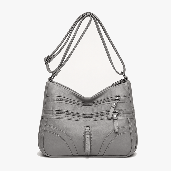 Caressa Soft Leather Multi Pocket Crossbody Bag - Elena Harper