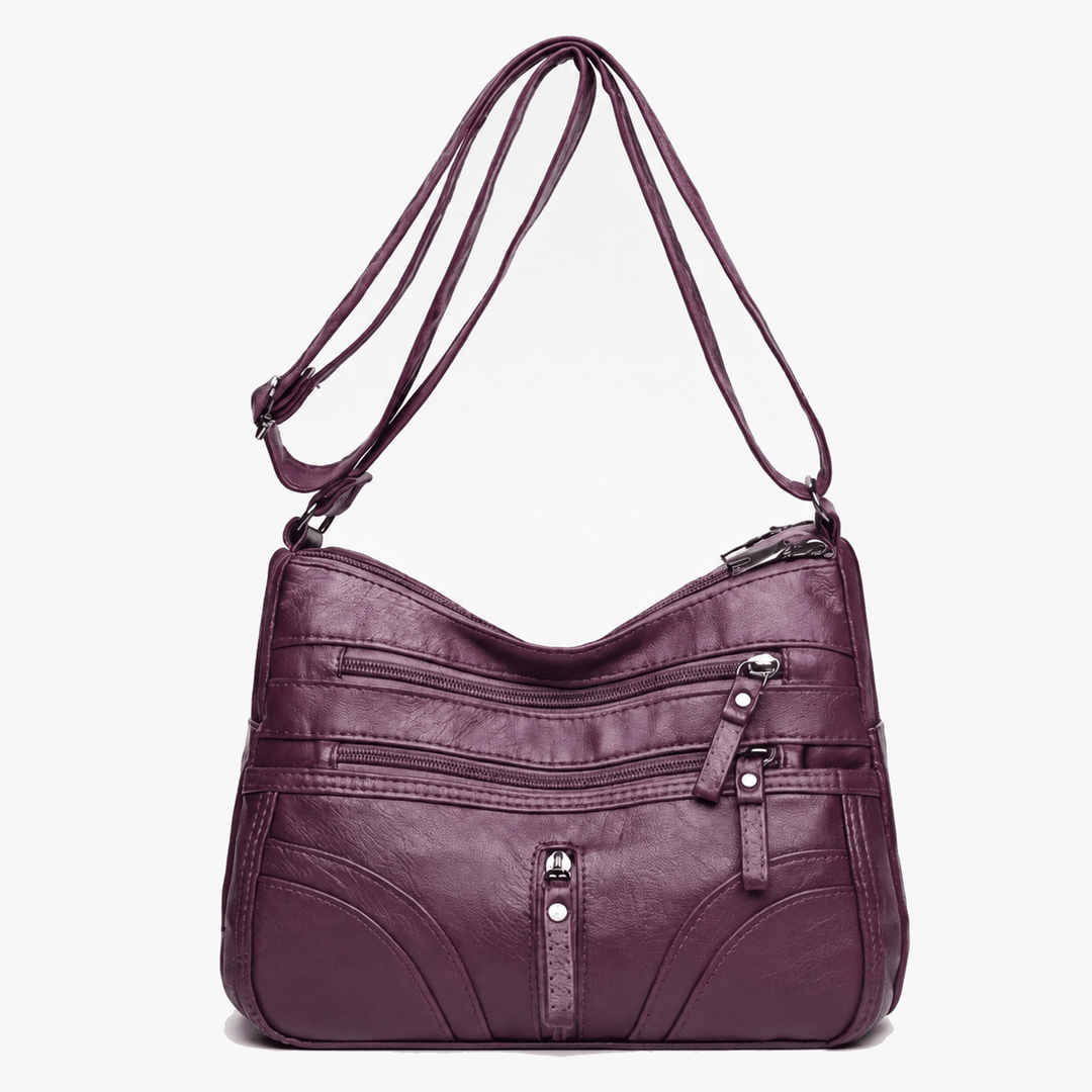 Caressa Soft Leather Multi Pocket Crossbody Bag - Elena Harper