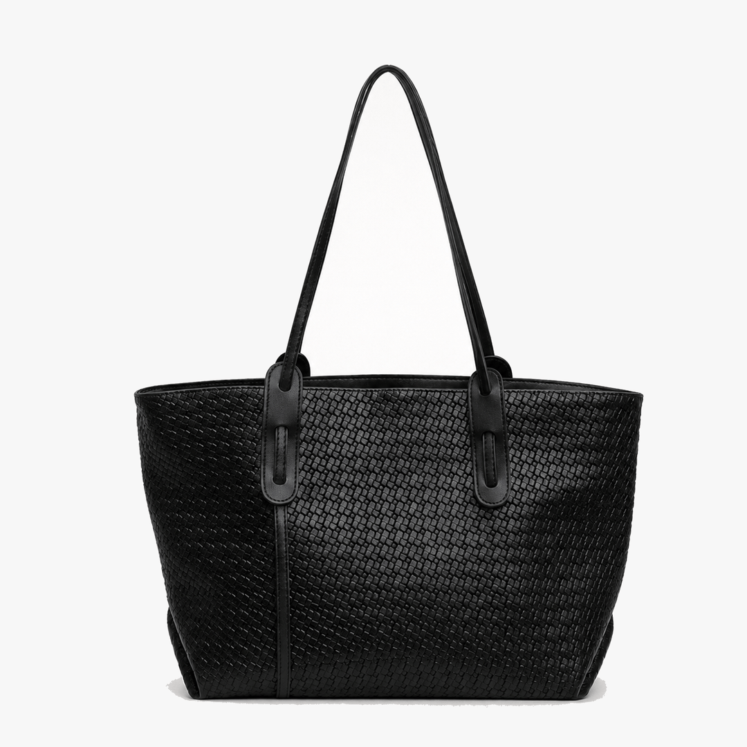 Ardenna Woven Faux Leather Tote - Elena Harper