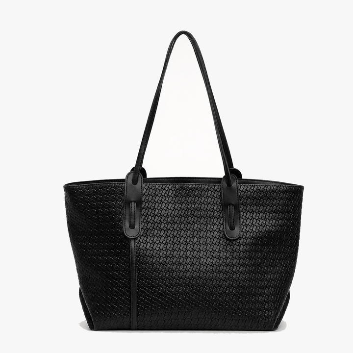 Ardenna Woven Faux Leather Tote - Elena Harper