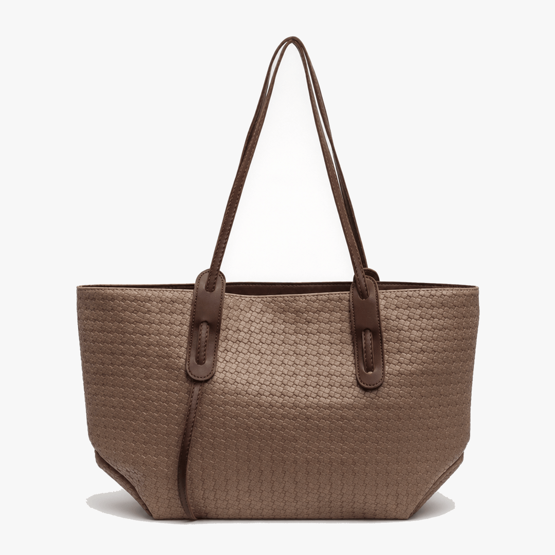 Ardenna Woven Faux Leather Tote - Elena Harper
