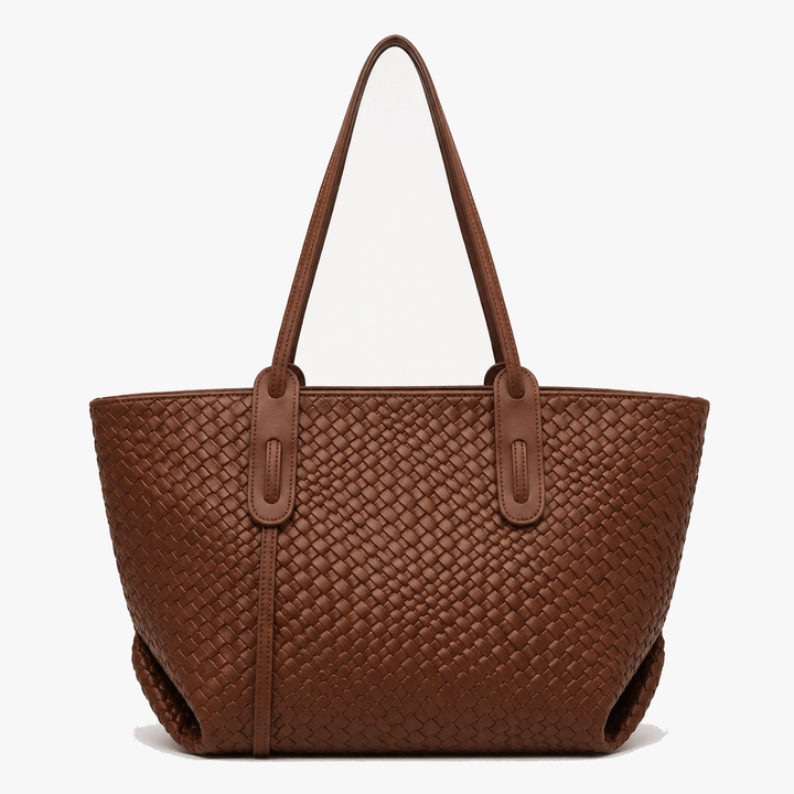 Ardenna Woven Faux Leather Tote - Elena Harper