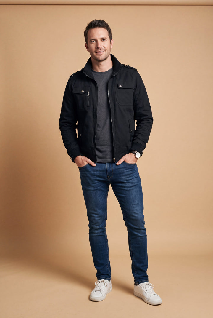 Men's Lightweight Bomber Jacket with Zipper