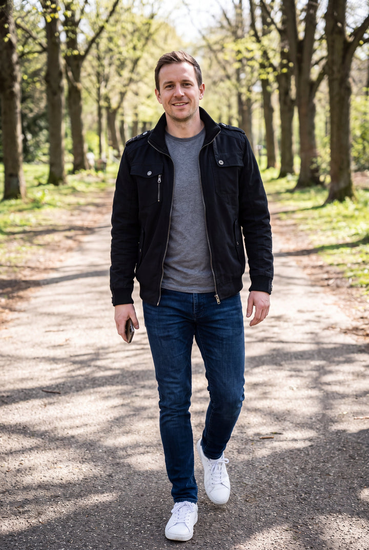 Men's Lightweight Bomber Jacket with Zipper