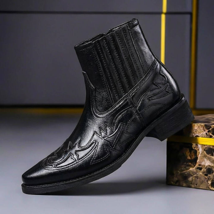 Beckett Italian Leather Boots with Polished Vintage Finish for Men - Elena Harper