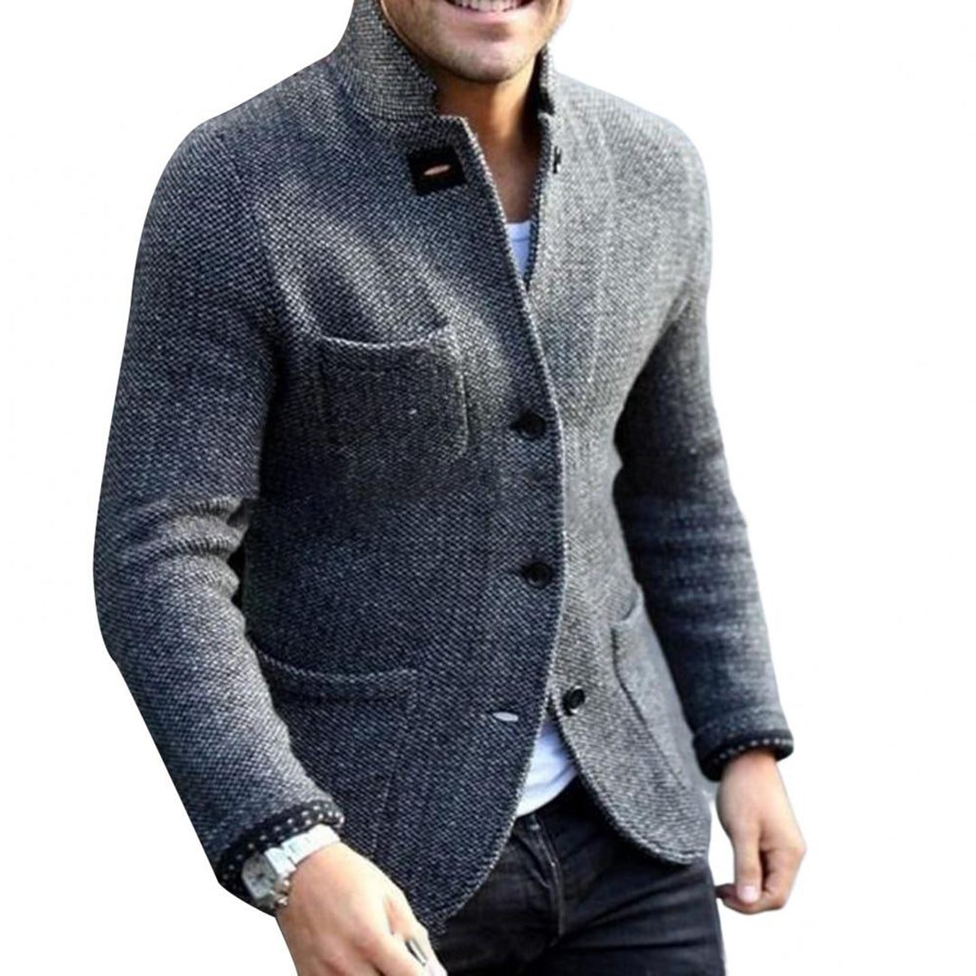 Blazer with Stand-Up Collar for Men