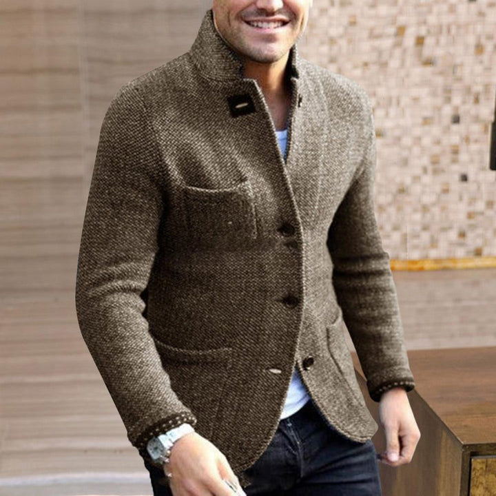 Blazer with Stand-Up Collar for Men