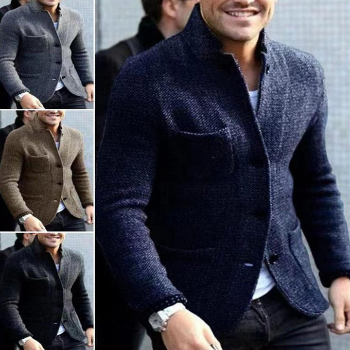 Blazer with Stand-Up Collar for Men