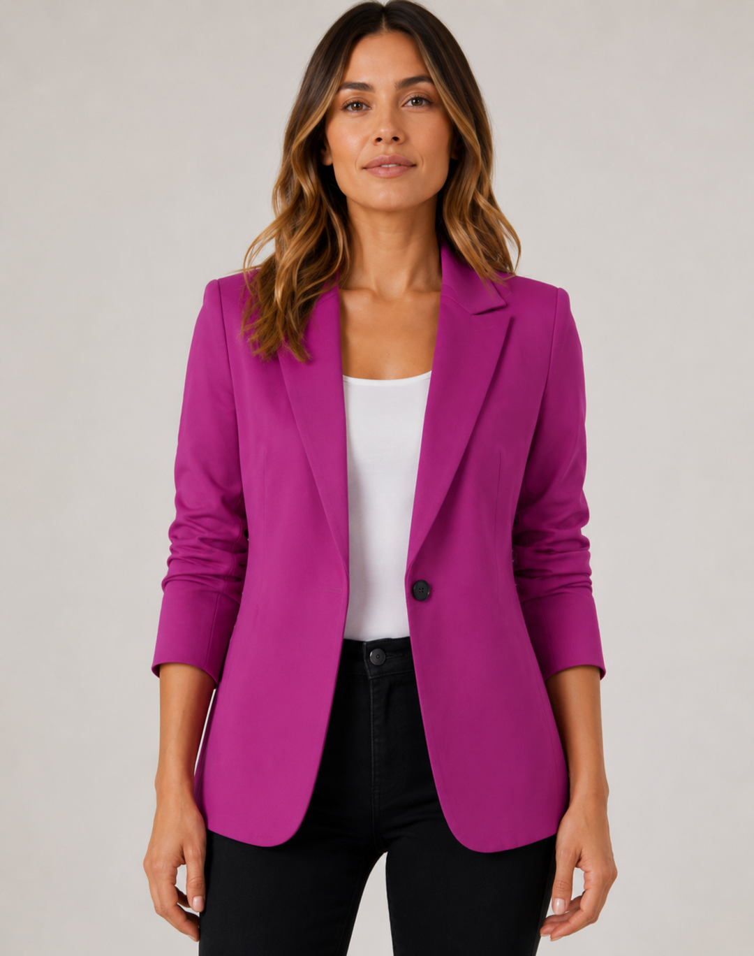 Women's Elegant Blazer with Tailored Fit and Lapel Collar