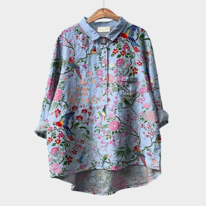 Women's Stylish Button-Front Blouse for Effortless Elegance