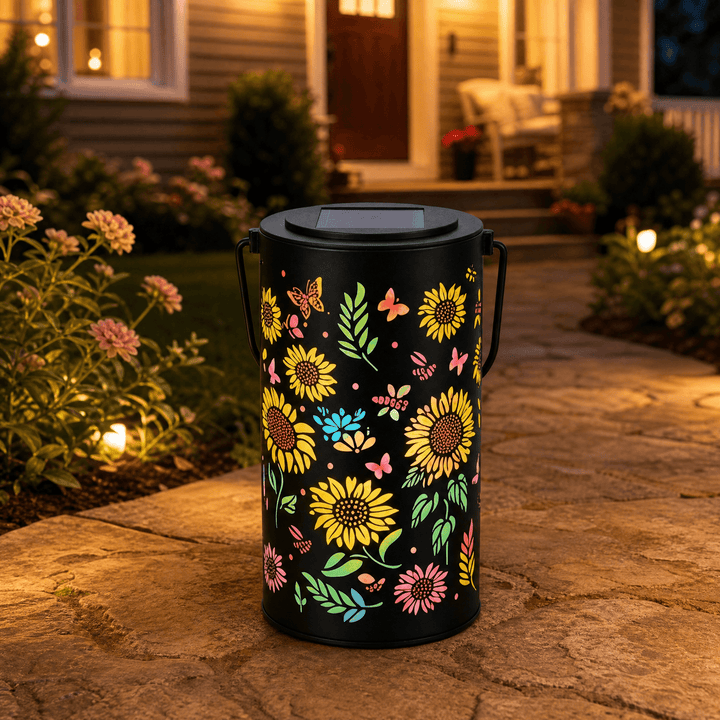 Bloomara Solar Sunflower Lantern with Colorful Light Patterns - Elena Harper