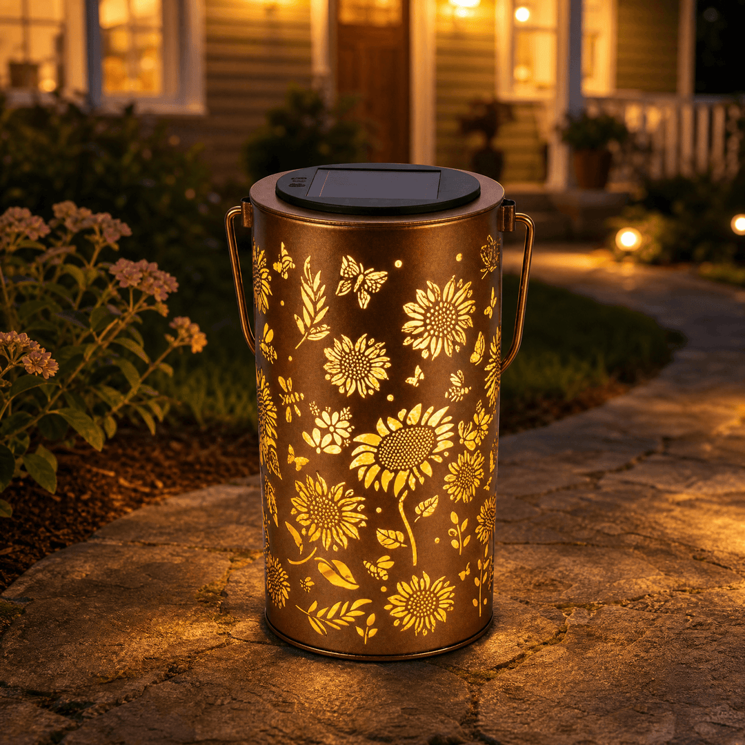 Bloomara Solar Sunflower Lantern with Colorful Light Patterns - Elena Harper