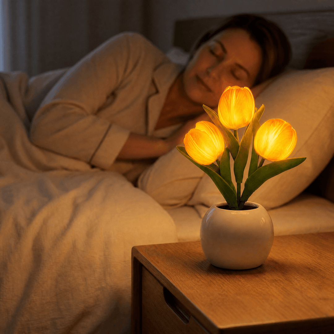 Bloomora LED Tulip Lamp with Ceramic Vase - Elena Harper