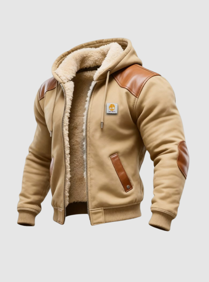 Men's Faux Leather Hooded Jacket