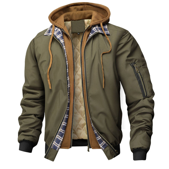 Men's Quilted Hooded Jacket with Zipper