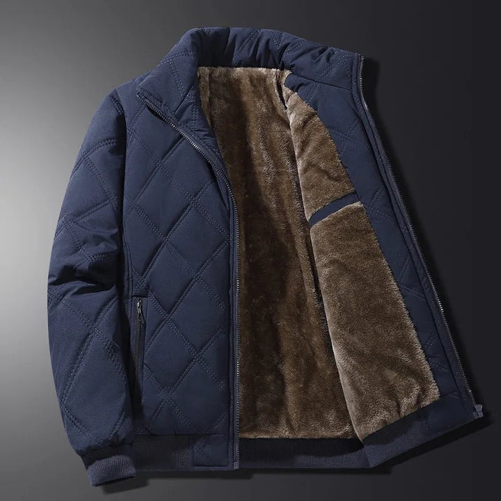 Men's Quilted Jacket with High Collar and Zipper