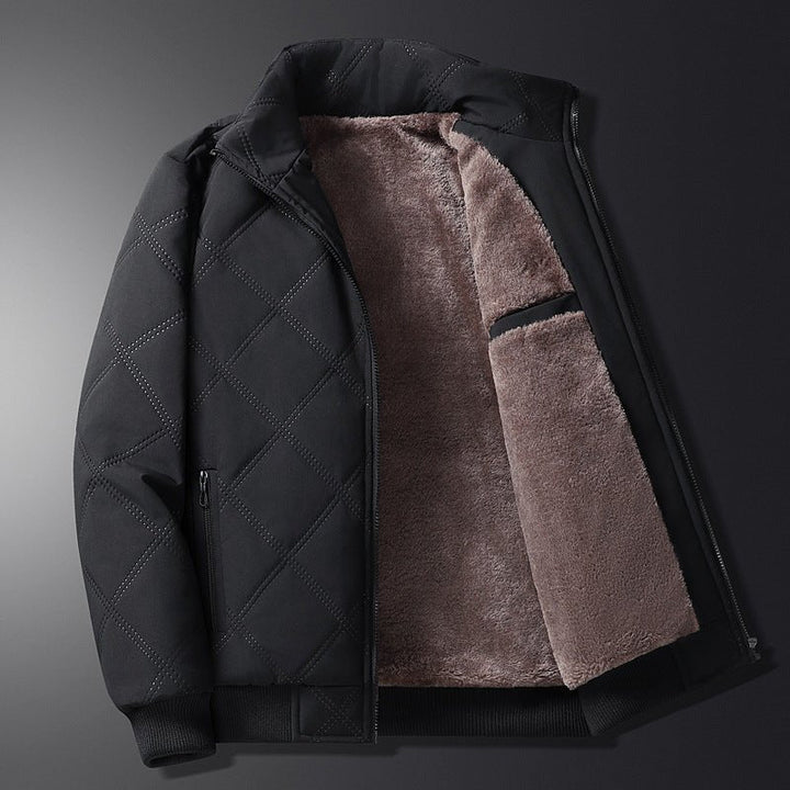 Men's Quilted Jacket with High Collar and Zipper