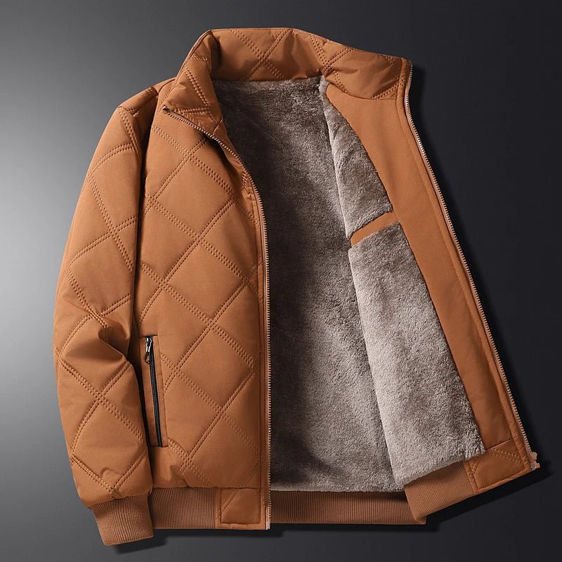 Men's Quilted Jacket with High Collar and Zipper
