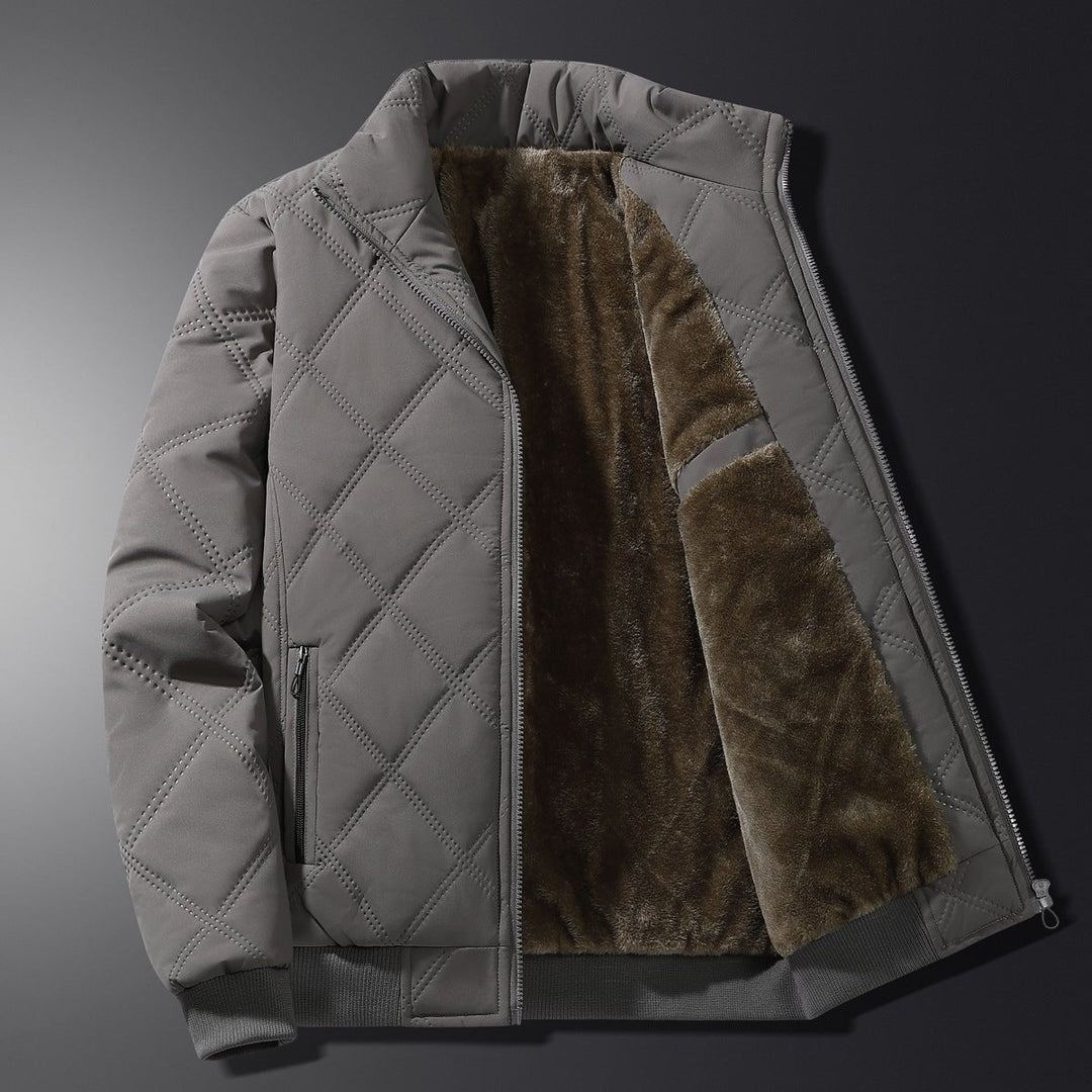 Men's Quilted Jacket with High Collar and Zipper