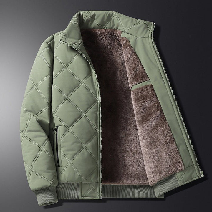 Men's Quilted Jacket with High Collar and Zipper