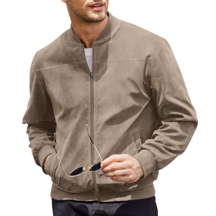 Men's Ribbed Zip Jacket with High Collar