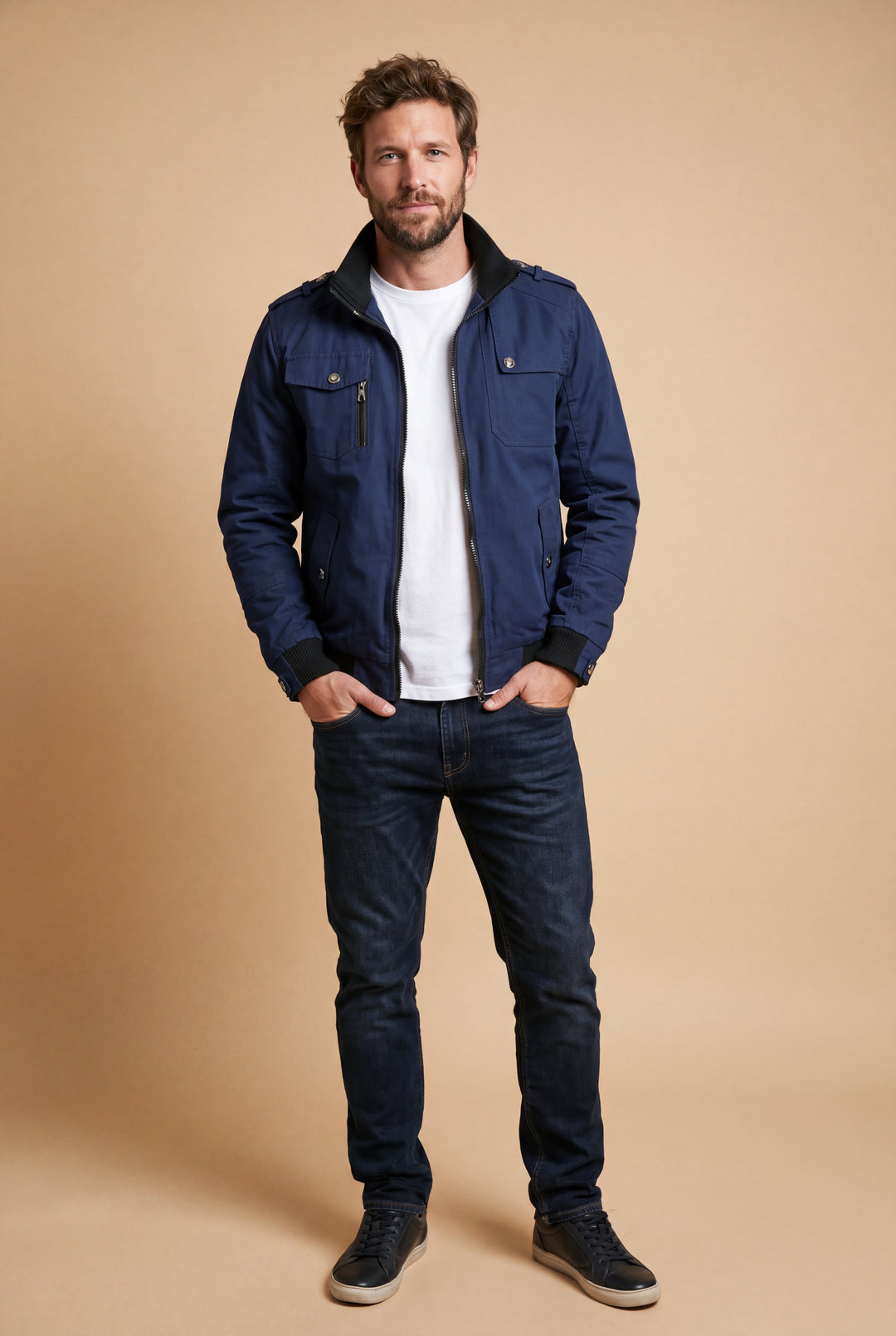 Men's Lightweight Bomber Jacket with Zipper
