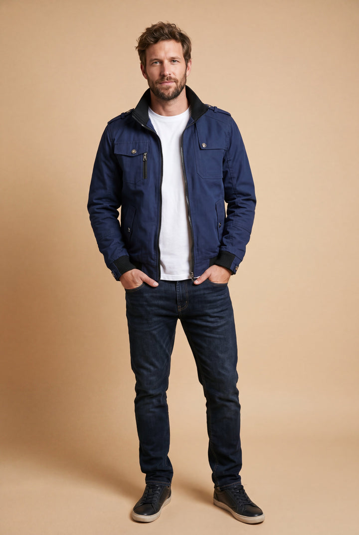 Men's Lightweight Bomber Jacket with Zipper