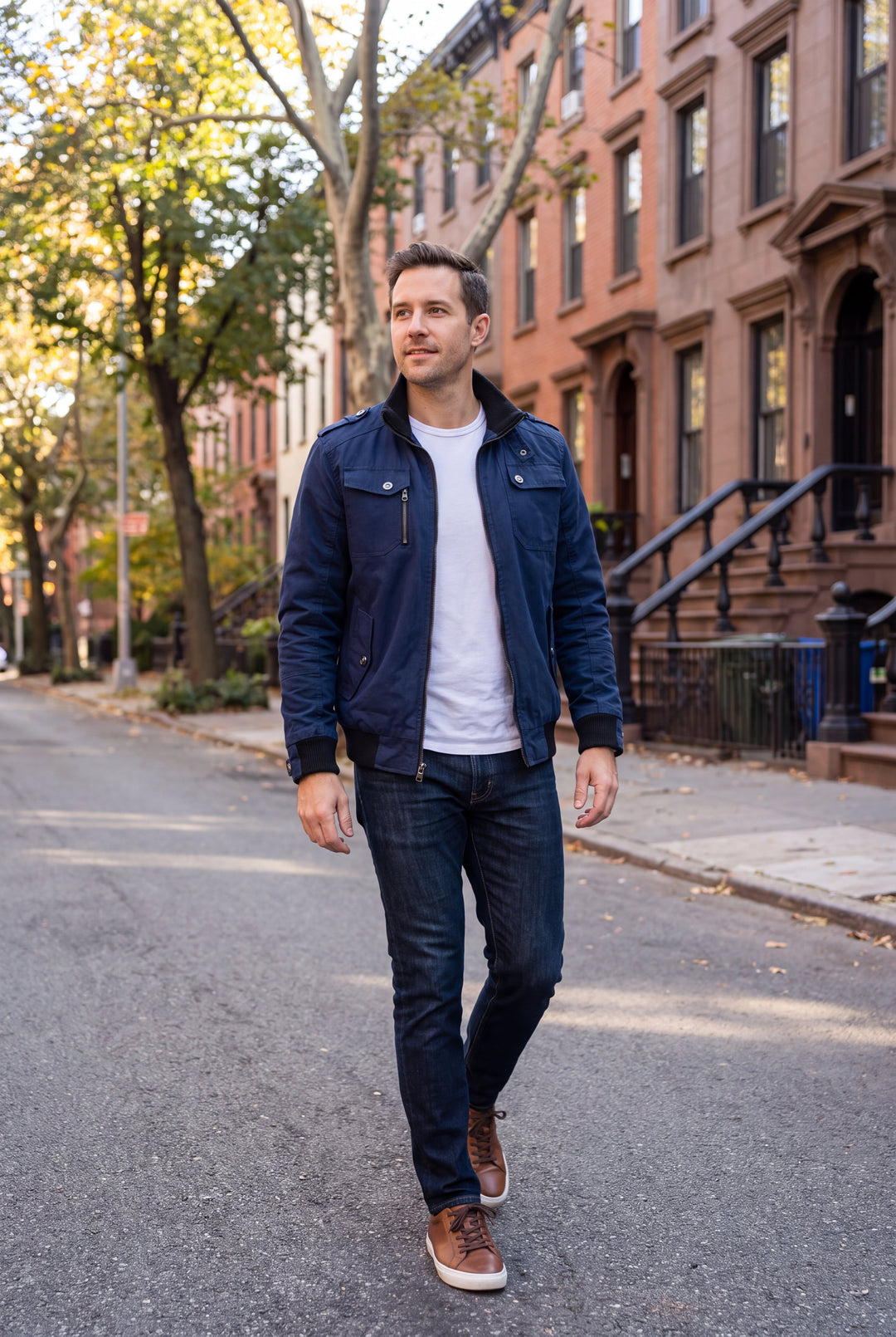 Men's Lightweight Bomber Jacket with Zipper