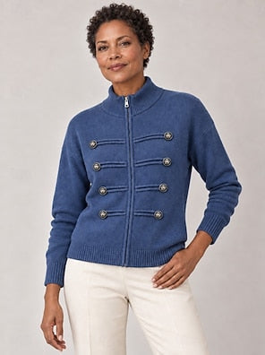 Women's Officer Style Cardigan - Chic and Soft