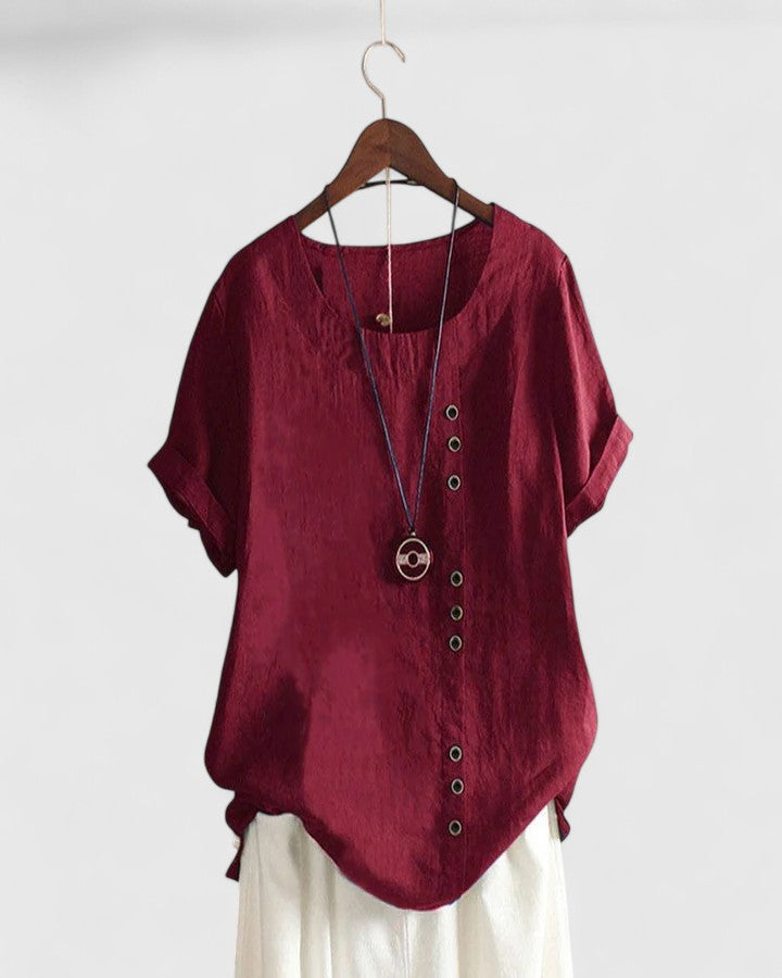 Elisavie Comfortable Short Sleeve Blouse - Elena Harper