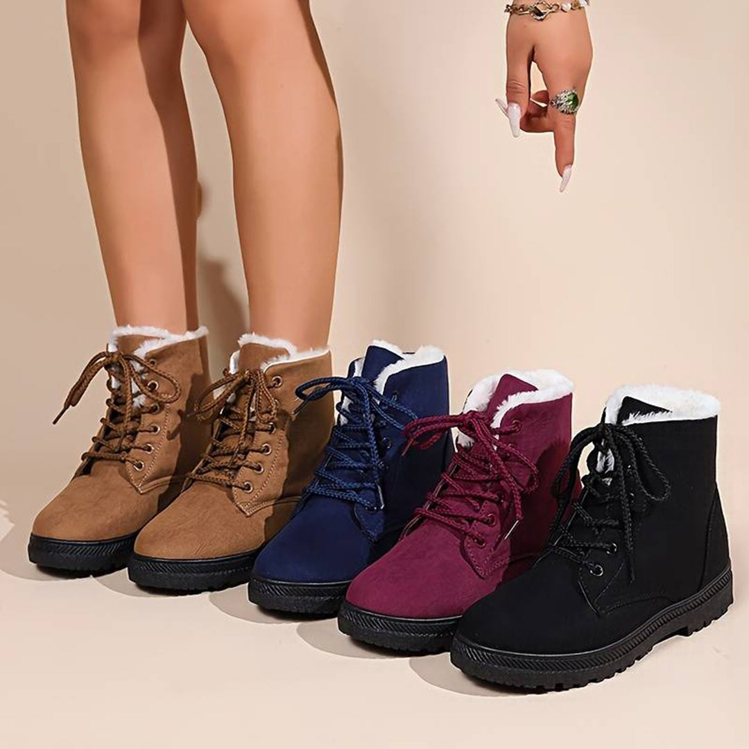 Women's Lace-Up Faux Suede Snow Boots