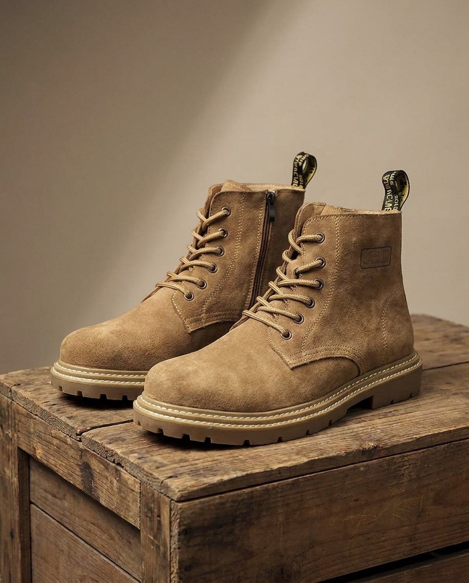 Men's Lace-Up Ankle Boots with Side Zip