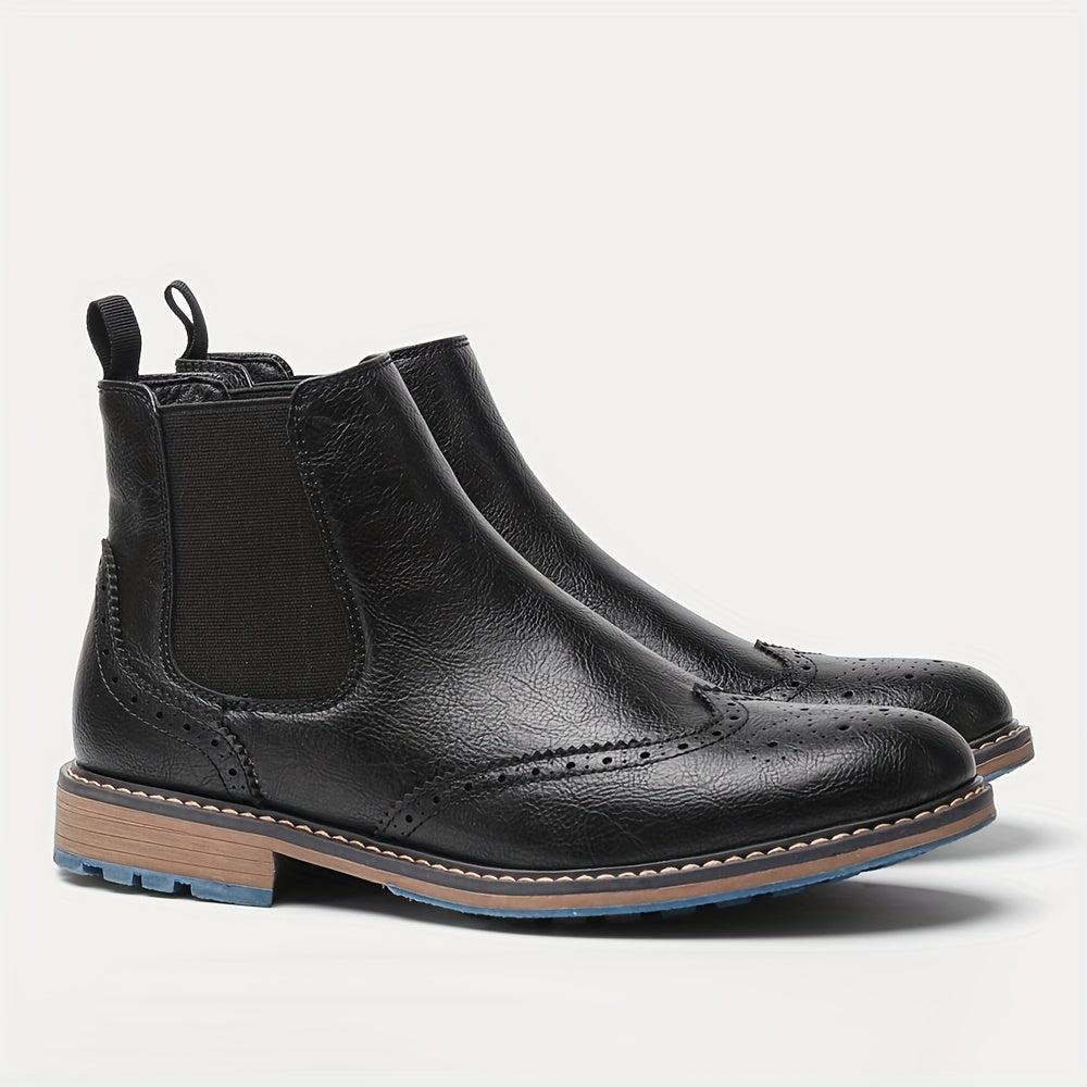 Men's Chelsea Boots with Brogue Details - Elena Harper