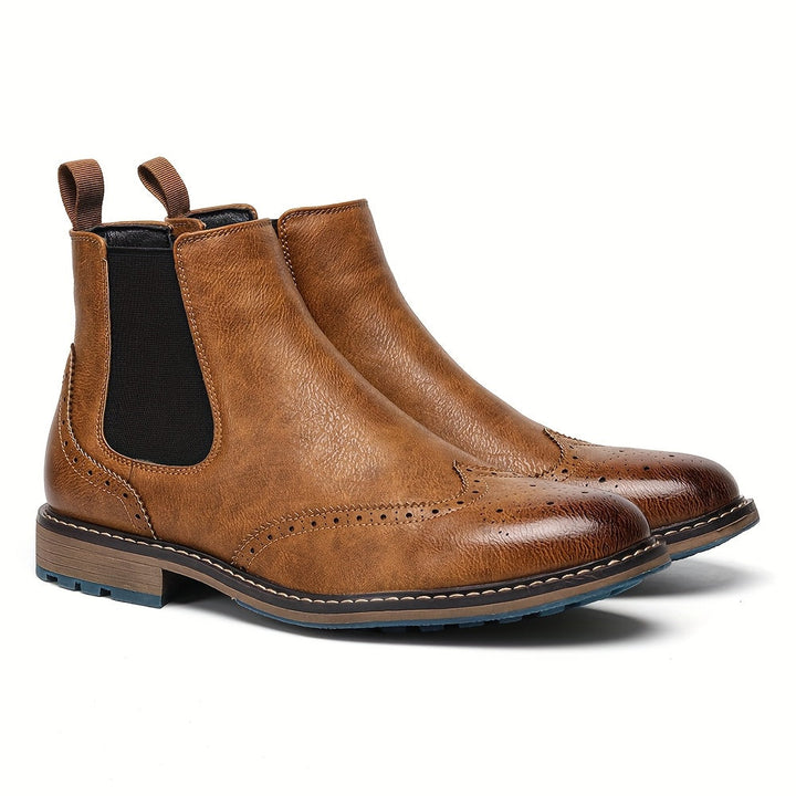 Men's Chelsea Boots with Brogue Details - Elena Harper
