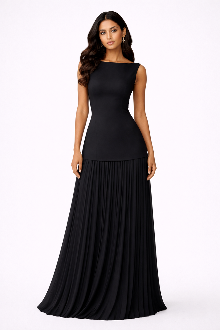 Women's Pleated Maxi Dress for Elegant Events & Weddings