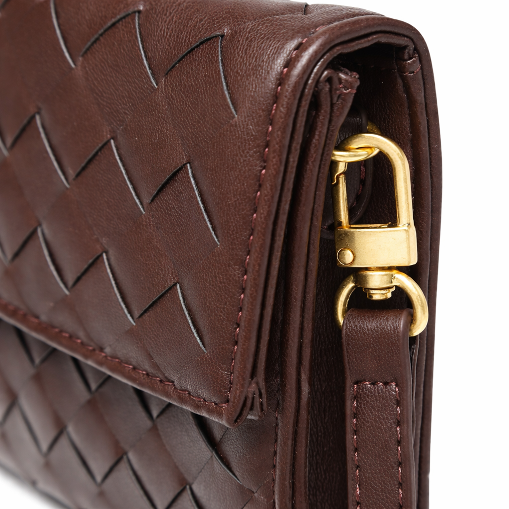Brown Woven Clutch Bag Evening Shoulder