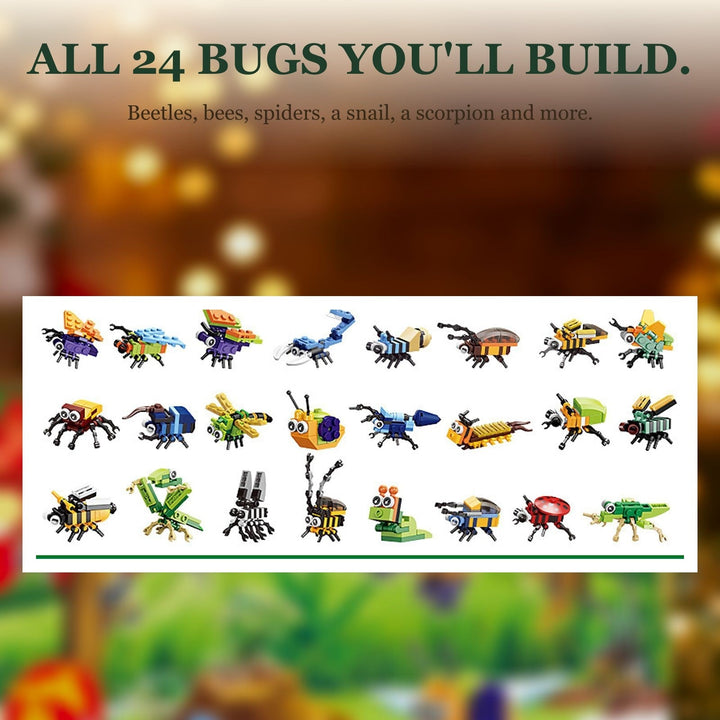 Bug and Insect Advent Calendar for Kids, 24 Brick Builds and 2 Secret Builds