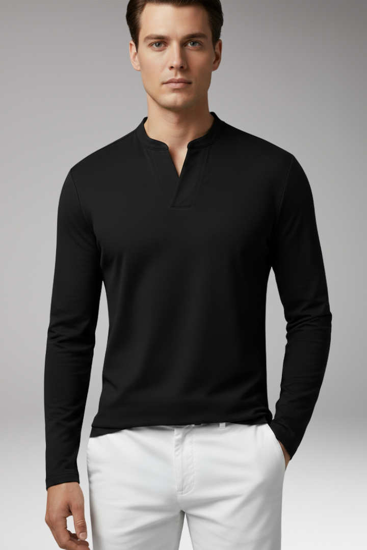 Men's V-Neck Shirt Without Buttons with Short Sleeves
