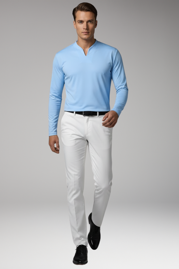 Men's V-Neck Shirt Without Buttons with Short Sleeves