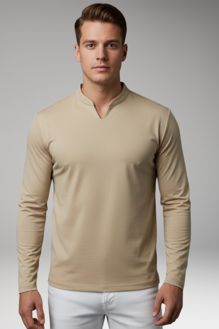 Men's V-Neck Shirt Without Buttons with Short Sleeves