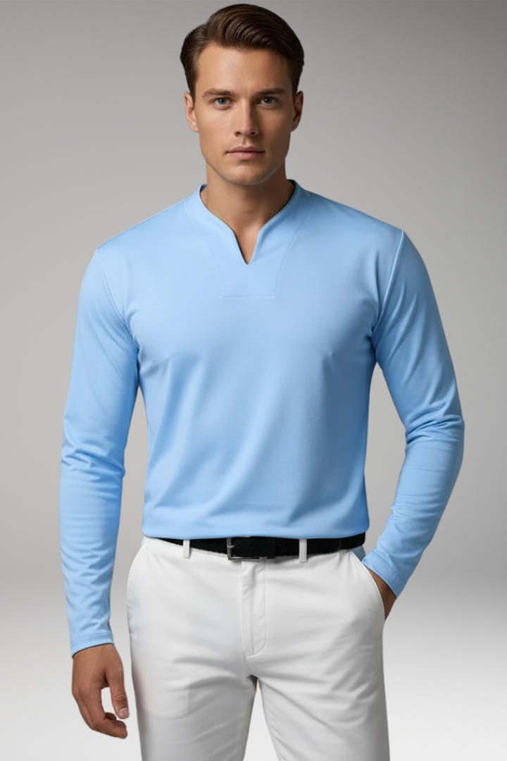 Men's V-Neck Shirt Without Buttons with Short Sleeves