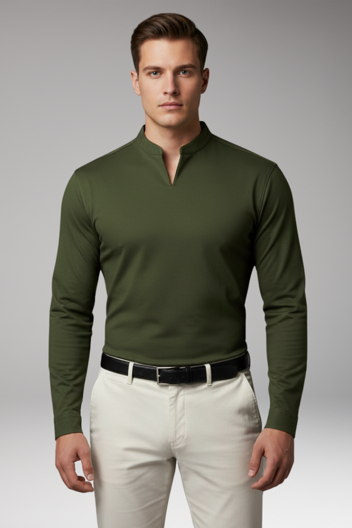 Men's V-Neck Shirt Without Buttons with Short Sleeves