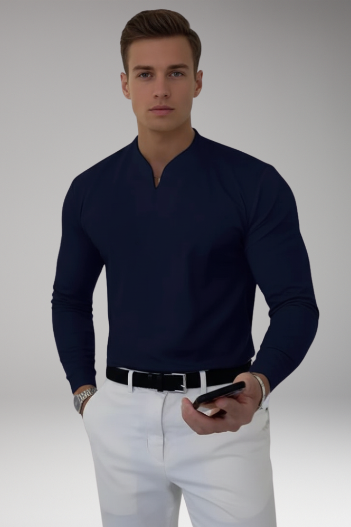 Men's V-Neck Shirt Without Buttons with Short Sleeves